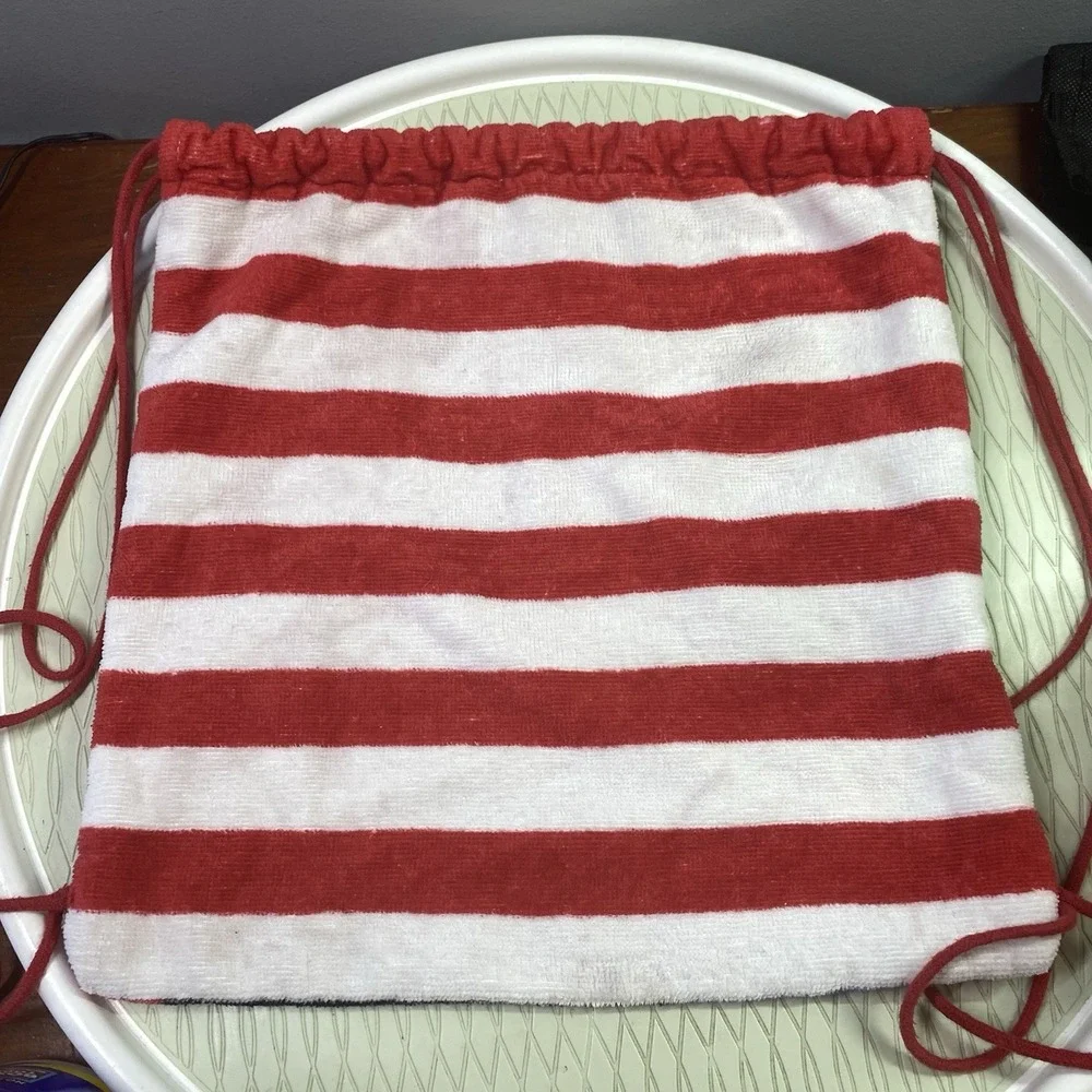 Disney Mickey Mouse Kohl's Terry Cloth Kids Tote Beach Bag Drawstring USA‎ Flag